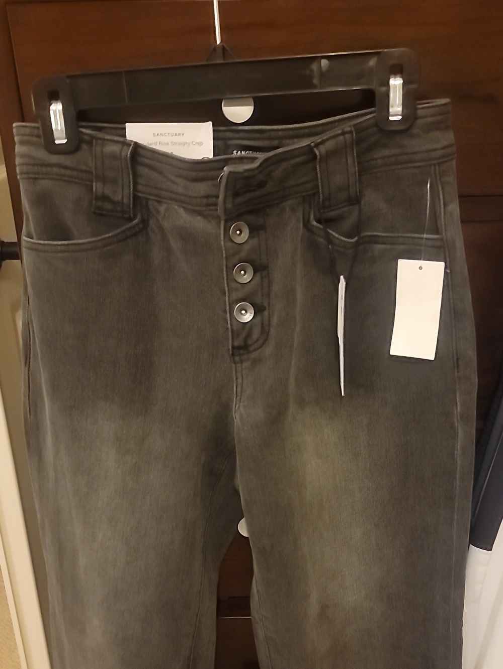 NWT Sanctuary Luna Cuffed Women's Washed Gray Standard Rise Button-Fly Jeans 26